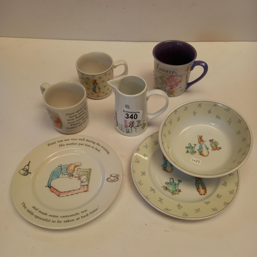 340 - A collection of Beatrix potter peter rabbit Wedgewood items