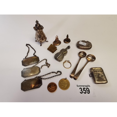 359 - Collection of silver and plated items ( Silver items inc 2 x letter openers, 3 x boxes, 7 x cruets, ... 