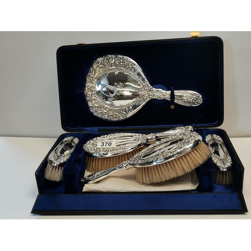 370 - Beautiful boxed hallmarked Silver dressing table set