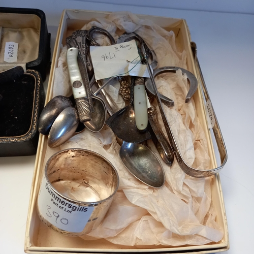 390 - Birmingham silver cig case, plus other silver and plated items