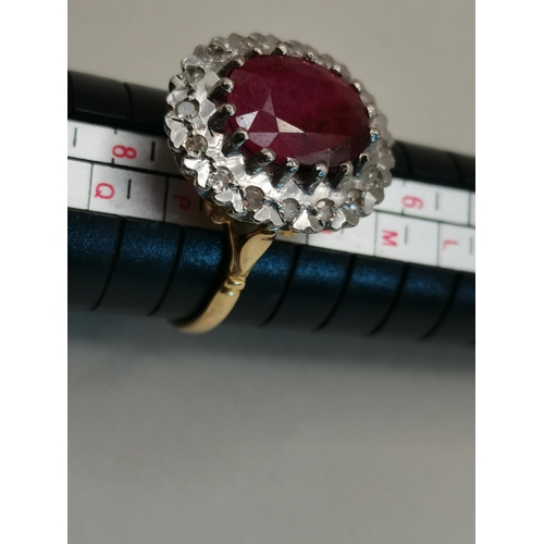 394 - A Stunning Large Ruby and Diamond ring Size P 8grams