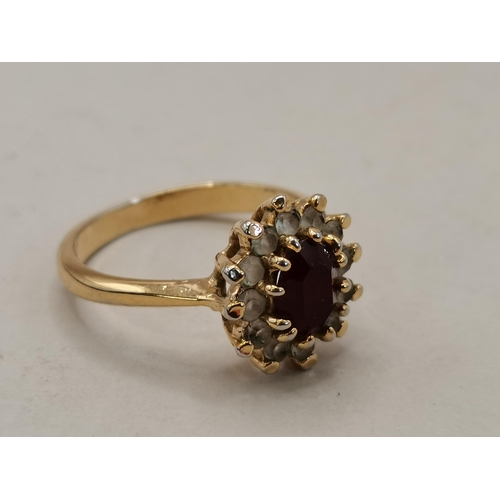 443 - Yellow metal and red stone ring size M