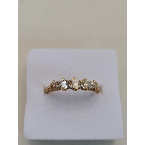 452 - 5 stone diamond Ring with 18ct gold band size O 3grams