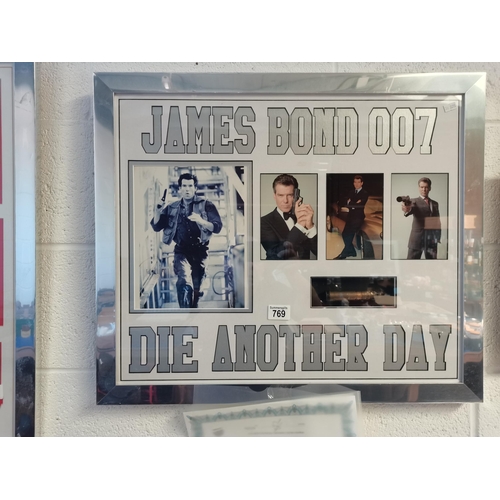 769 - James Bond die another day framed and signed by Pierce Brosnan with certificate plus bullet case