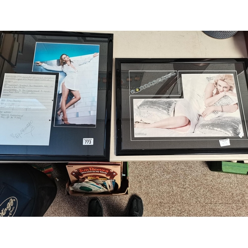 773 - Signed framed photo and personal information of Kylie Minogue and framed Platinum guest pass signed ... 