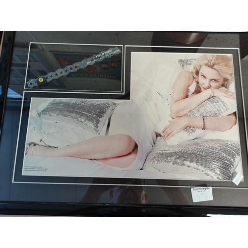 773 - Signed framed photo and personal information of Kylie Minogue and framed Platinum guest pass signed ... 