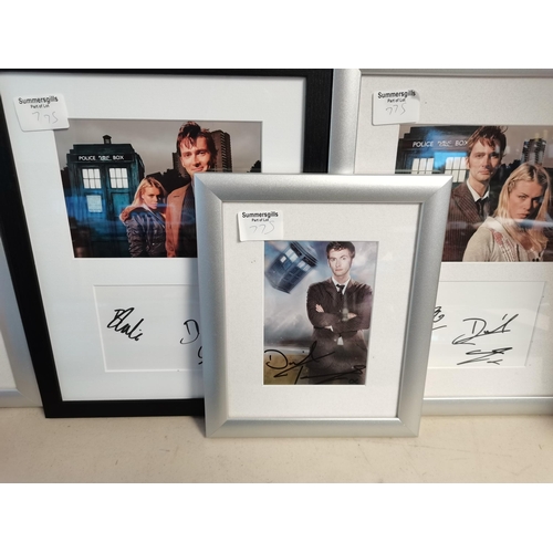 775 - 4 x framed signed photographs of Doctor Who actors incl David Tennant, Billie Piper and Christopher ... 