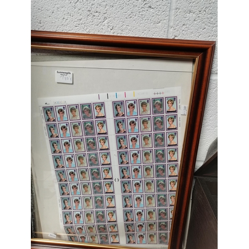 780b - Framed collection of stamps of Diana, Princess of Wales