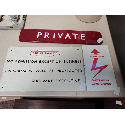 781a - PRIVATE railway enamel sign plus two other signs  ( originally from HEST BANK railway station near M... 