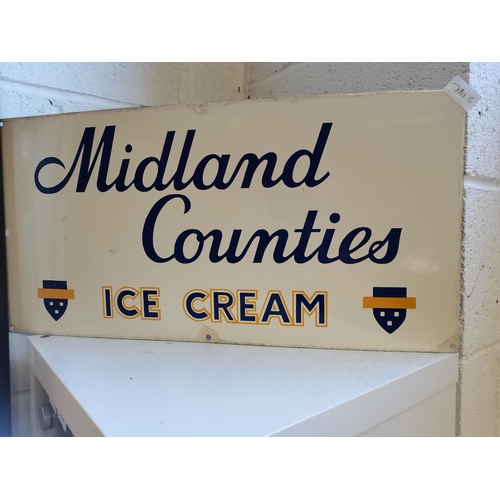 781b - MIDLAND ICE CREAM 1950s original enamel sign ( 60cm x 30cm )