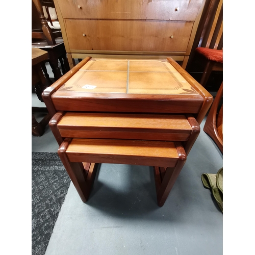 1011 - Mid Century G-Plan Danish teak tile topped nest of tables