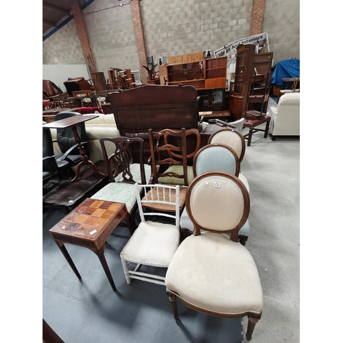 1060 - A collection of misc chairs x8 plus side x2 tables and a coffee table