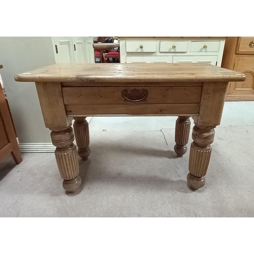 1092 - Antique Pine Kitchen side table / washstand with drawer W100cm x D46cm x H68cm