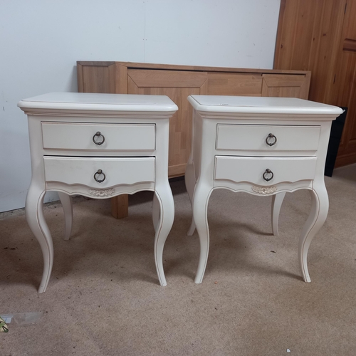 1100 - x2 cream bedside cabinets with 2 drawers W52cm x D47cm x H71cm