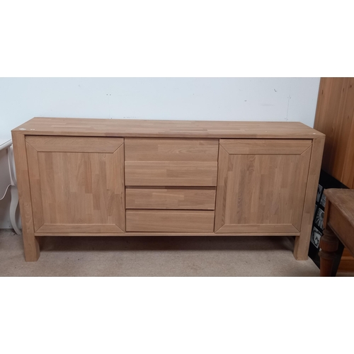 1102 - Contemporary Light Oak sideboard with soft close cupboards and drawers 180cm x 44cm x Ht 83cm