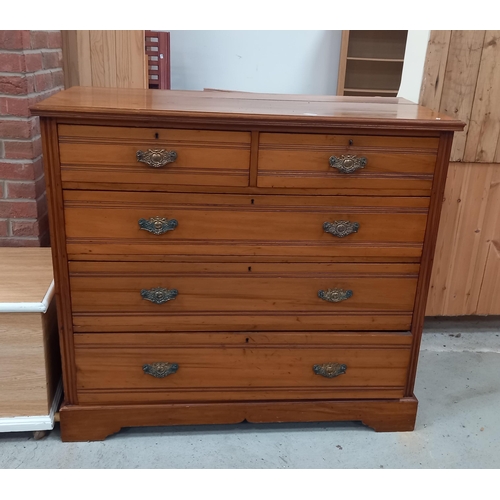 1108 - Edwardian Pine 4 Ht Chest of Drawers 121cm x 55cm x Ht 108cm