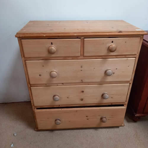 1112 - Pine 4ht chest of drawers 94cm x 47cm x H100cm