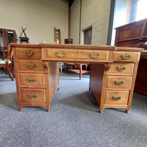 1129 - Oak leather top writing desk by S & BP 122cm x 70cm