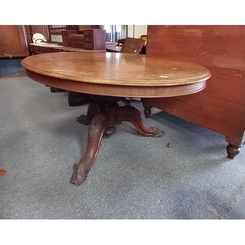 1142 - Walnut Oval tilt table 152cm x 115cm