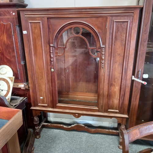 1145 - Antique Mahogany glass fronted display cabinet W114cm x H161cm