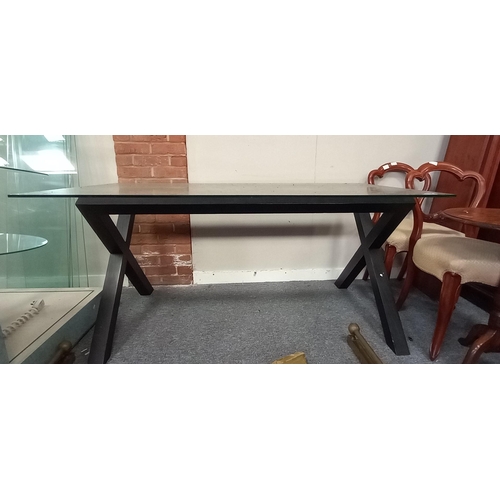 1151 - Modern glass topped dining table L160cm x W80cm x H72cm