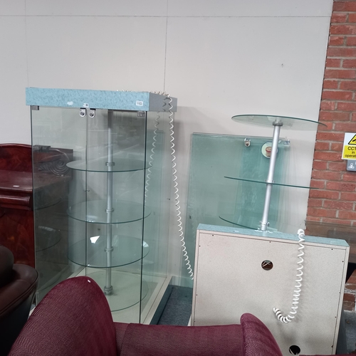 1153 - x2 Glass rotating display cabinet H160 x W75cm (working order)