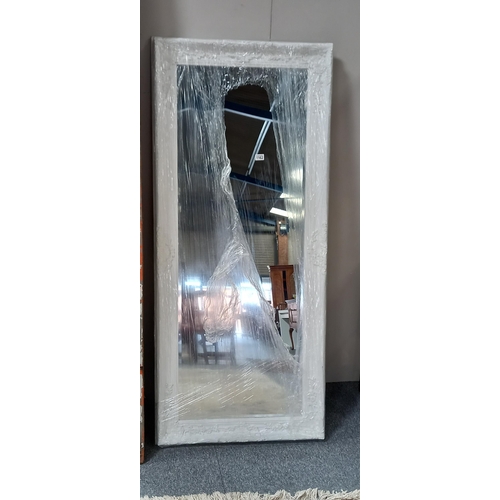 1162 - Modern floor standing white framed mirror H178cm x W77cm