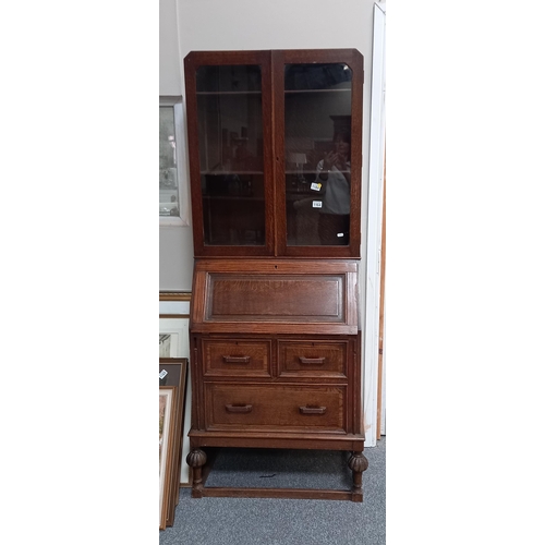 1164 - Mahogany Bureau bookcase - W74cm x H188cm