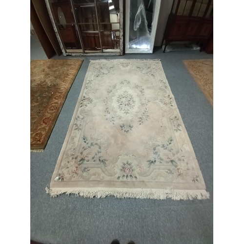 1172 - Large Pale pink and green rug 288cm x 185cm