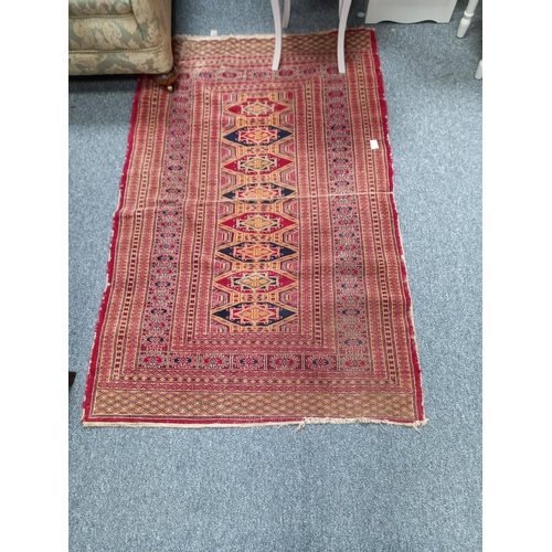 1177 - X1 Cream and red Afgan rug (worn) L200cm x W130cm plus x1 Red Afgan rug W97cm x L153cm