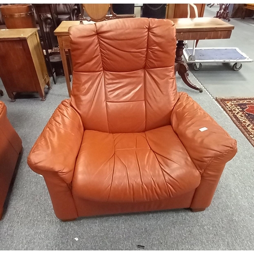 1181 - Ekornes Stressless Reclining 3 seater Sofa W230cm and chair - W100cm (rust colour)