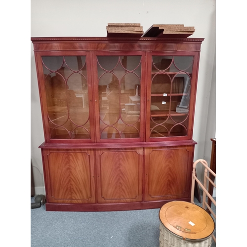 1186 - Mahogany glazed top Bookcase W178cm x D43cm x H192