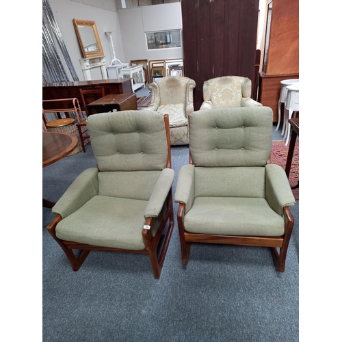 1191 - Retro Teak frame Gimson & Slater style chairs - 1 Rocking.