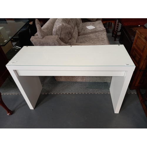 1199 - Ikea White dressing table with pull out drawer W120cm x D41cm x H78cm