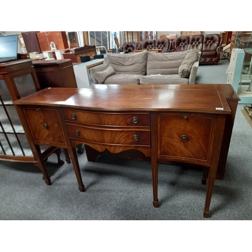 1205 - Georgian Mahogany curved front sideboard with cutlery drawer (with keys)  W161cm x D47cm x ht93cm