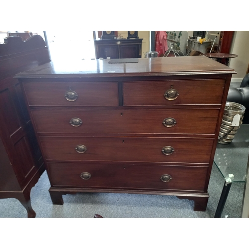 1237 - Mahogany 4ht Chest of Drawers W115cm x D53cm x H100