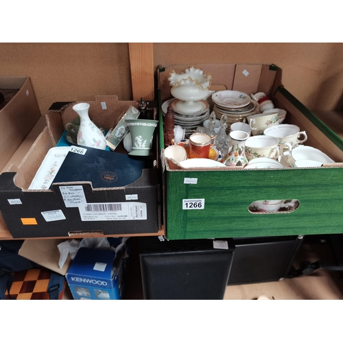 1266 - 2 Boxes of Ceramics Containing Wedgwood and Colclough Items