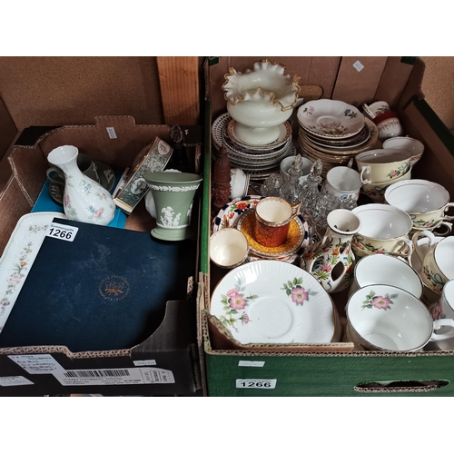 1266 - 2 Boxes of Ceramics Containing Wedgwood and Colclough Items