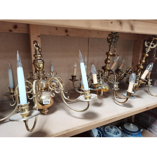 1270 - 3 Large Brass Ceiling Lights