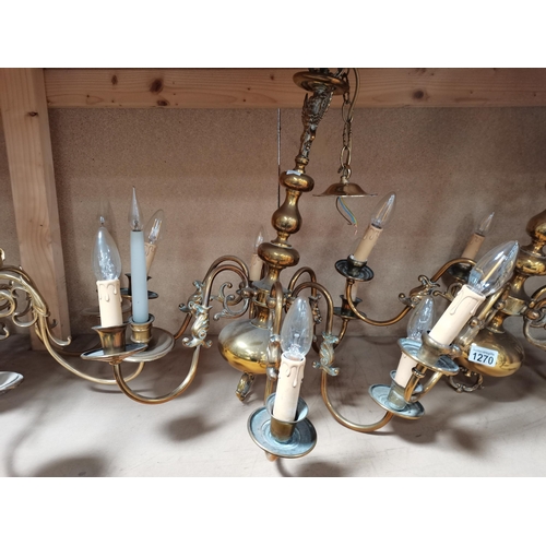 1270 - 3 Large Brass Ceiling Lights