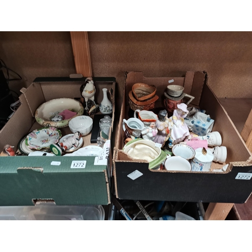 1272 - 2  Boxes of Miscellaneous Ceramics to Include Royal Doulton, Aynsley and Wedgwood