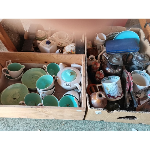 1325 - 3 Boxes of Ceramics and Metalware to Include Poole Pottery amd 2 boxed Bolex Paillard Items