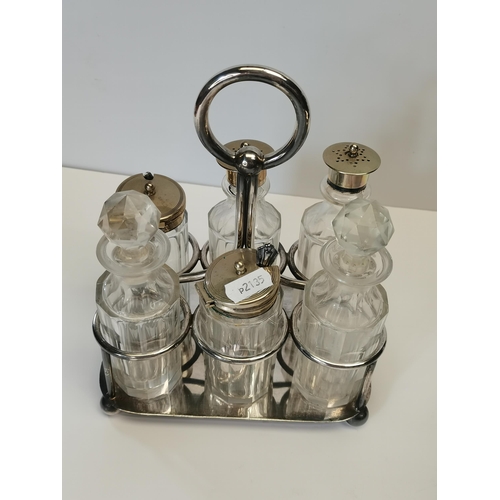 361 - A London silver fruit bowl 540g by Manoah Rhodes and son ltd  plus plated cruet set