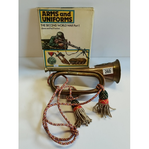 260 - Argyle and Sutherland Bugle and a book on Arms and Uniforms the second world war part 1