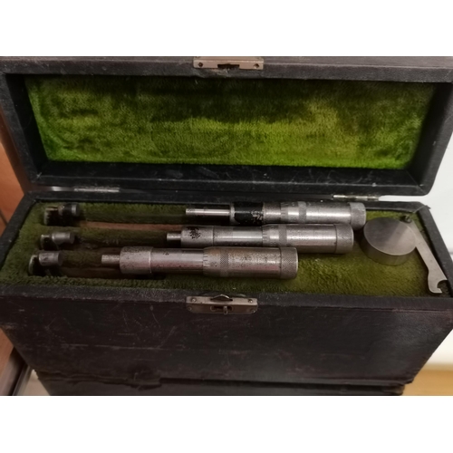 267 - Box of micrometres in original box from Vickers York and a Box of Engineering tools