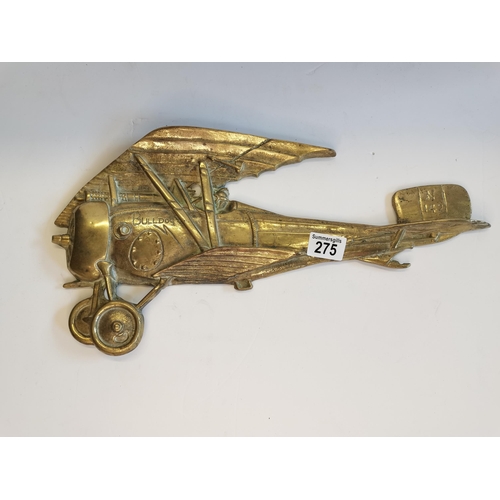 275 - Large WWI Bulldog Fighter Brass Plaque