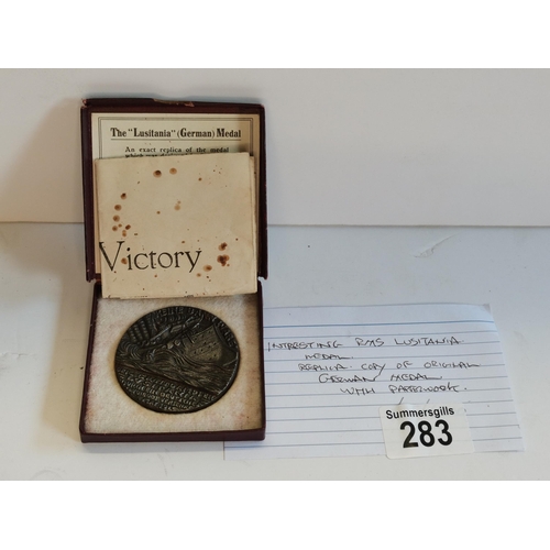 283 - RMS Lusitania Medal in original box