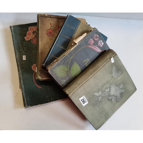 290 - X5 antique albums with postcard collections