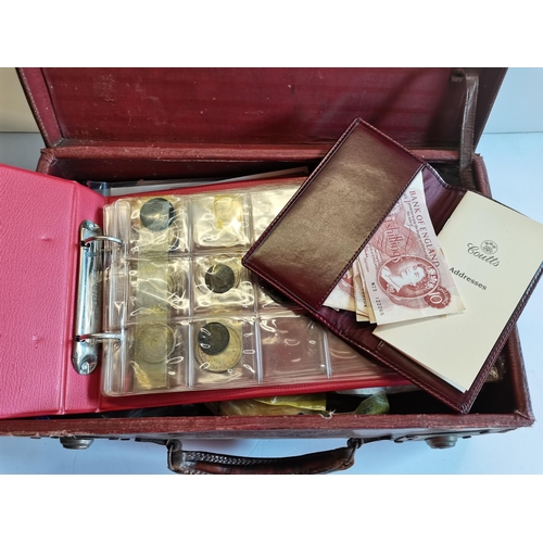 294 - Large collection of coins in antique small leather case