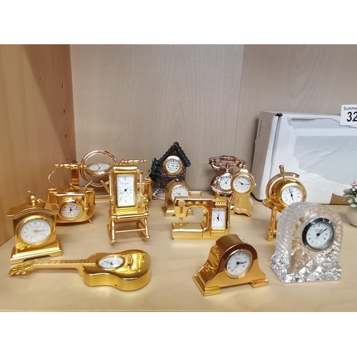 321 - A collection of miniature clocks and Ardleigh Elliott trinket dishes